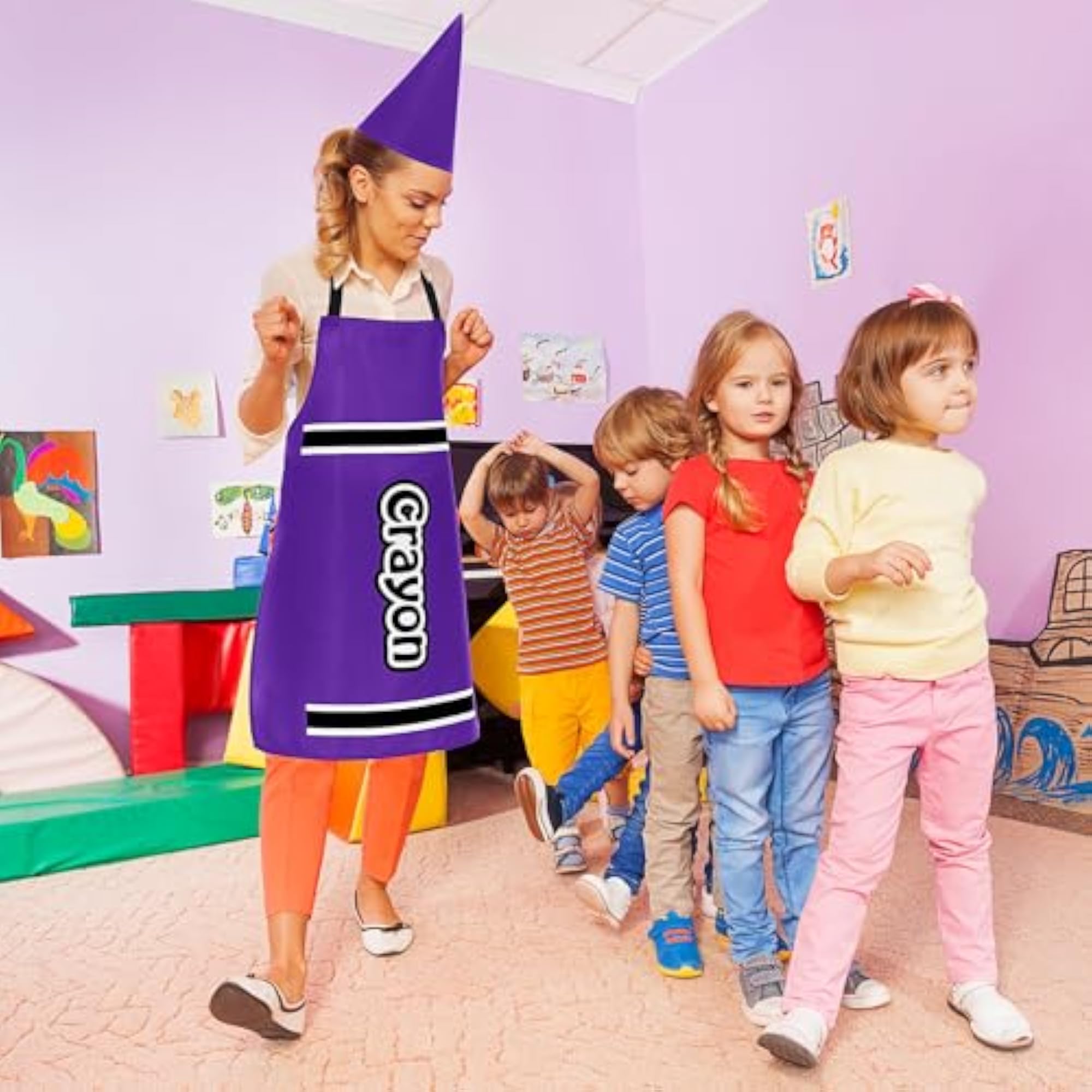 Crayon Costume Apron and Funny Gnome Cone Hats